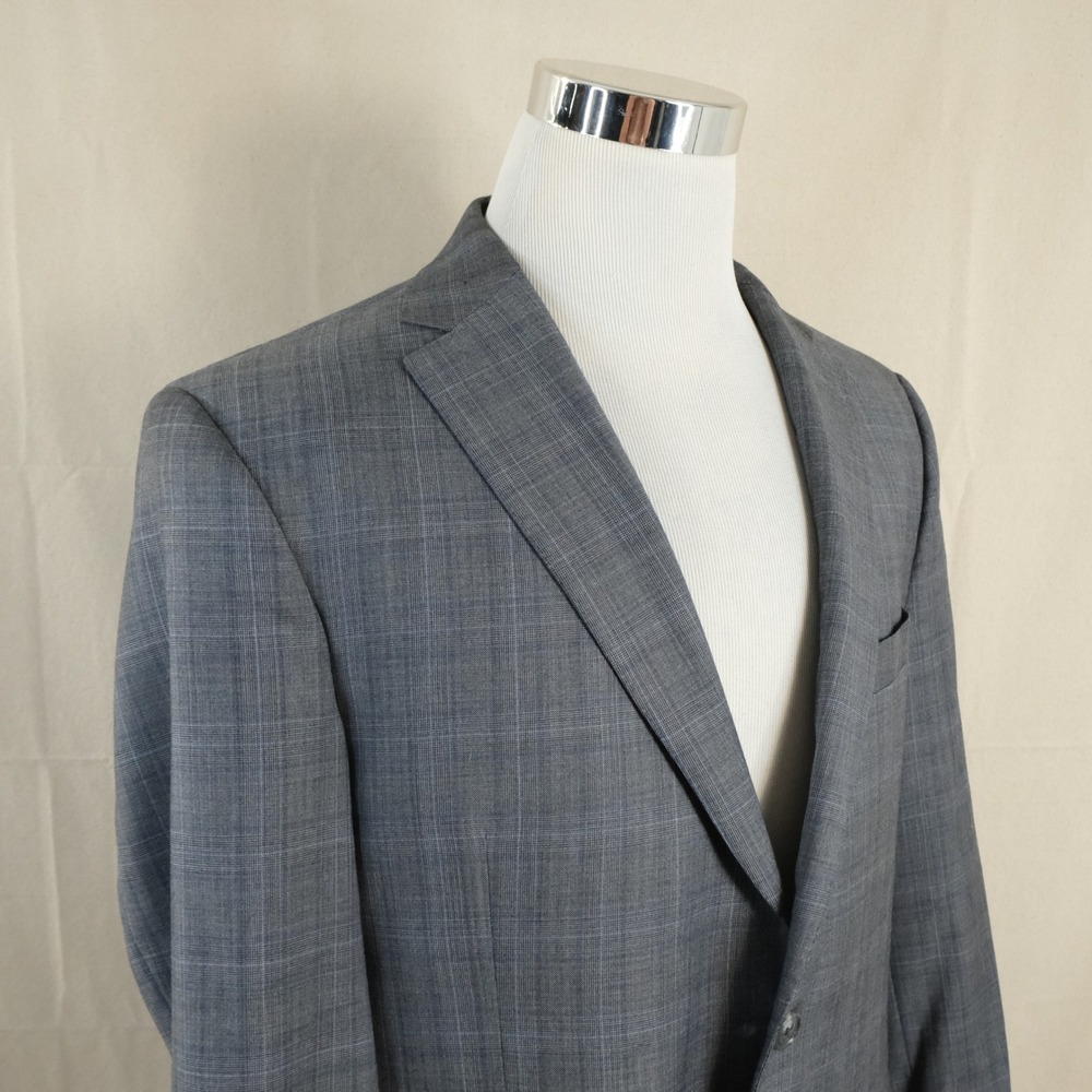 Jos. A. Bank Reserve 44S Sport Coat REDA Wool Grey Glen Plaid Two Button Vented